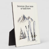 Rustieke Waterverf Ski Sneeuwboom Bergwinter Fotoplaat (Zijkant)