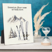 Rustieke Waterverf Ski Sneeuwboom Bergwinter Fotoplaat (Zijkant)