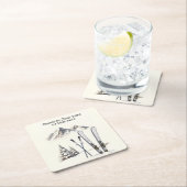 Rustieke Waterverf Ski Sneeuwboom Bergwinter Kartonnen Onderzetters (Insitu)