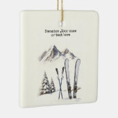 Rustieke Waterverf Ski Sneeuwboom Bergwinter Keramisch Ornament (Rechts)