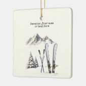 Rustieke Waterverf Ski Sneeuwboom Bergwinter Keramisch Ornament (Links)
