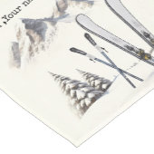 Rustieke Waterverf Ski Sneeuwboom Bergwinter Korte Tafelloper (Hoek)