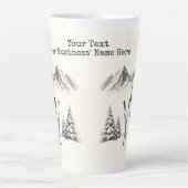 Rustieke Waterverf Ski Sneeuwboom Bergwinter Latte Mok (Voorkant)