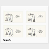 Rustieke Waterverf Ski Sneeuwboom Bergwinter Rechthoekige Sticker (Vel)