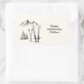 Rustieke Waterverf Ski Sneeuwboom Bergwinter Rechthoekige Sticker (Tas)