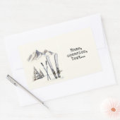 Rustieke Waterverf Ski Sneeuwboom Bergwinter Rechthoekige Sticker (Envelop)