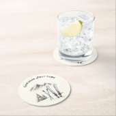 Rustieke Waterverf Ski Sneeuwboom Bergwinter Ronde Kartonnen Onderzetter (Insitu)