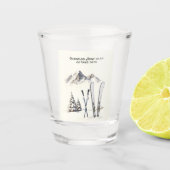 Rustieke Waterverf Ski Sneeuwboom Bergwinter Shot Glas (Voorkant)