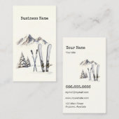 Rustieke Waterverf Ski Sneeuwboom Bergwinter Visitekaartje (Voorkant / Achterkant)