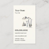 Rustieke Waterverf Ski Sneeuwboom Bergwinter Visitekaartje (Achterkant)