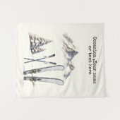 Rustieke Waterverf Ski Sneeuwboom Bergwinter Wandkleed (Voorkant (horizontaal))