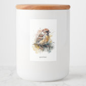 Rustieke Waterverf Sparrow, aangepaste Voedselcontainer Etiket (Voorkant)