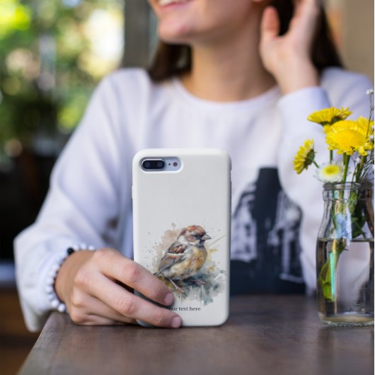 Rustieke Waterverf Sparrow, op maat Case-Mate iPhone Case