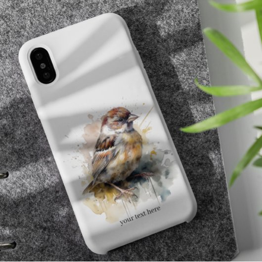 Rustieke Waterverf Sparrow, op maat Case-Mate iPhone Case