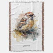 Rustieke Waterverf Sparrow, op maat Deken (Voorkant Verticaal)