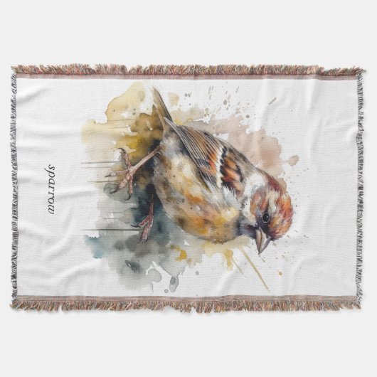 Rustieke Waterverf Sparrow, op maat Deken (Voorkant)