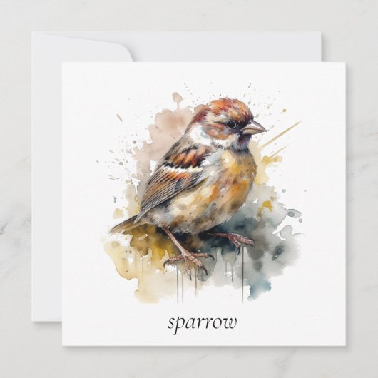 Rustieke Waterverf Sparrow, op maat Feestdagenkaart (Voorkant)