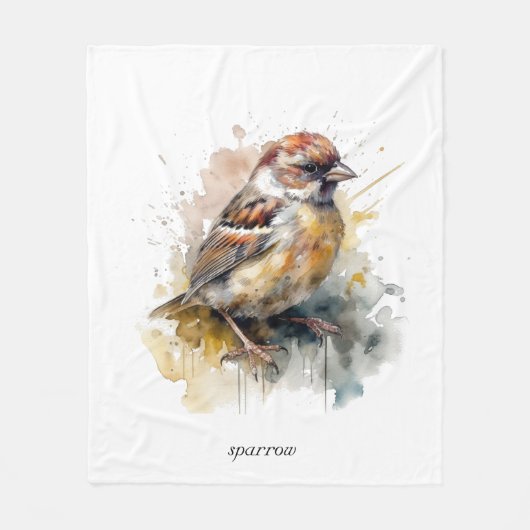 Rustieke Waterverf Sparrow, op maat Fleece Deken (Voorkant)