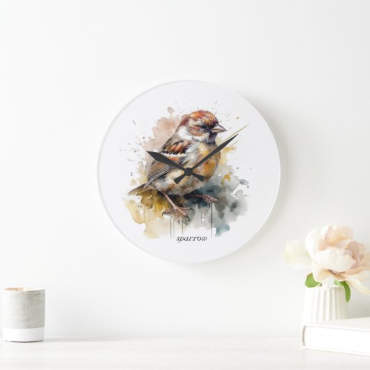 Rustieke Waterverf Sparrow, op maat Grote Klok (Huis)