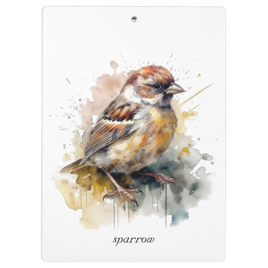 Rustieke Waterverf Sparrow, op maat Klembord (Achterkant)
