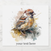 Rustieke Waterverf Sparrow, op maat Likeurfles Etiket (Enkel label)