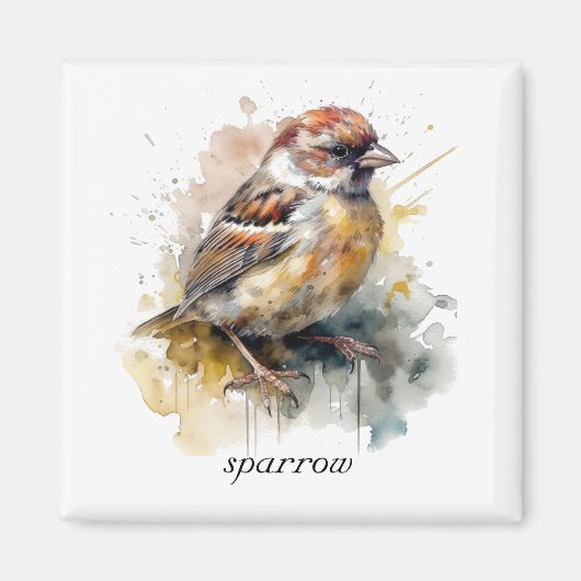 Rustieke Waterverf Sparrow, op maat Magneet (Voorkant)