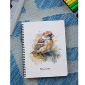 Rustieke Waterverf Sparrow, op maat Notitieboek