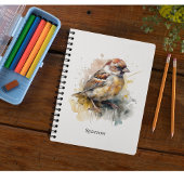 Rustieke Waterverf Sparrow, op maat Notitieboek
