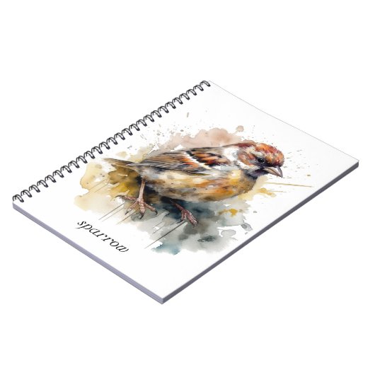 Rustieke Waterverf Sparrow, op maat Notitieboek (Linkerzijde)