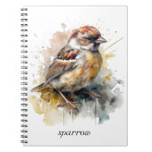 Rustieke Waterverf Sparrow, op maat Notitieboek (Voorkant)