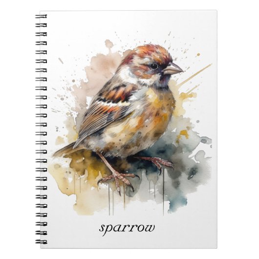 Rustieke Waterverf Sparrow, op maat Notitieboek (Voorkant)