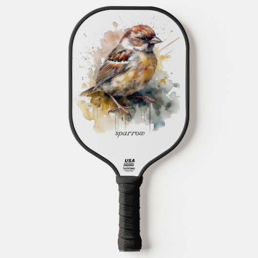 Rustieke Waterverf Sparrow, op maat Pickleball Paddle (Voorkant)