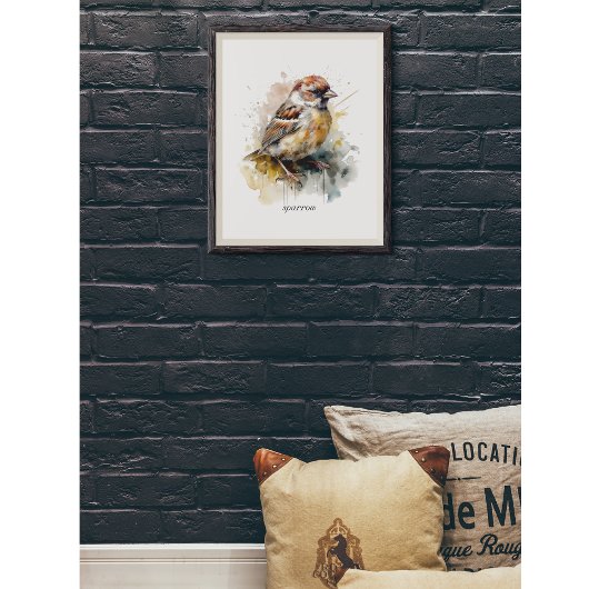 Rustieke Waterverf Sparrow, op maat Poster