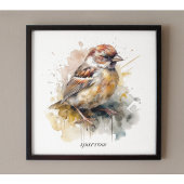 Rustieke Waterverf Sparrow, op maat Poster