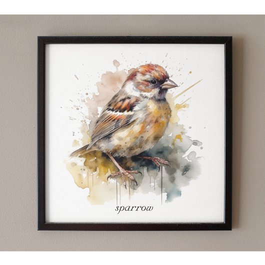 Rustieke Waterverf Sparrow, op maat Poster