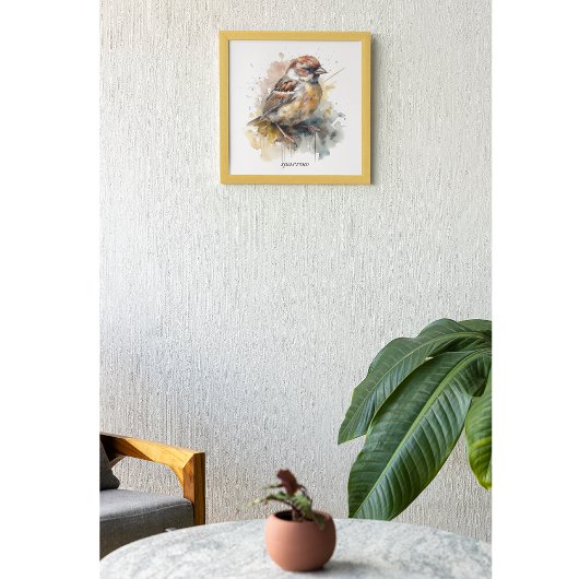 Rustieke Waterverf Sparrow, op maat Poster