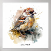 Rustieke Waterverf Sparrow, op maat Poster (Voorkant)