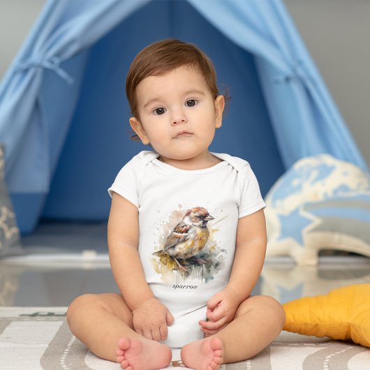 Rustieke Waterverf Sparrow, op maat Romper