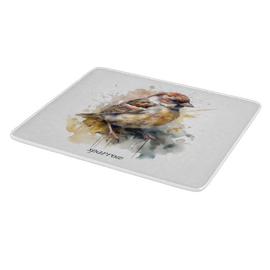 Rustieke Waterverf Sparrow, op maat Snijplank (Hoek)