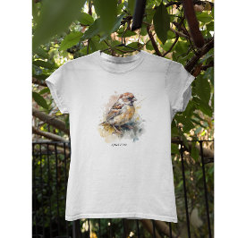 Rustieke Waterverf Sparrow, op maat T-shirt