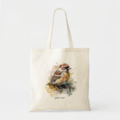 Rustieke Waterverf Sparrow, op maat Tote Bag (Voorkant)