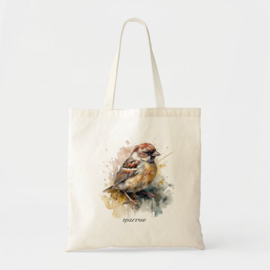 Rustieke Waterverf Sparrow, op maat Tote Bag (Voorkant)