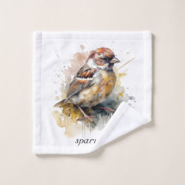 Rustieke Waterverf Sparrow, op maat Washandje