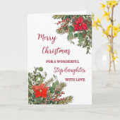 Rustieke Waterverf Stepdochter Vrolijk Kerstfeest Kaart (Gele Bloem)