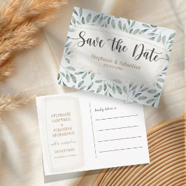 Rustieke Waterverf Stofblauw Save the Date Aankondigingskaart
