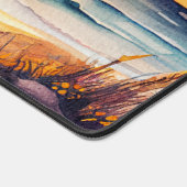 rustieke waterverf strand zonsondergang scene bureaumat (Hoek)