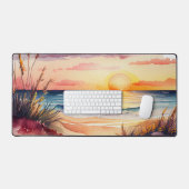 rustieke waterverf strand zonsondergang scene bureaumat (Keyboard & Muis)