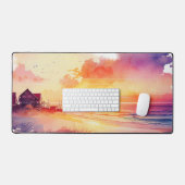 rustieke waterverf strand zonsondergang scene bureaumat (Keyboard & Muis)