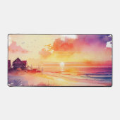 rustieke waterverf strand zonsondergang scene bureaumat (Voorkant)