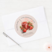 Rustieke Waterverf Strawberry Jam Jar Canning Labe Ronde Sticker (Envelop)